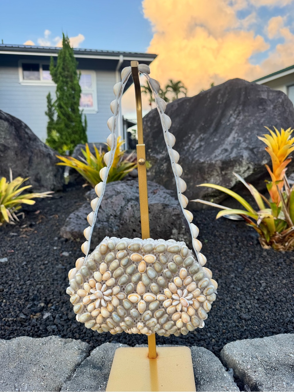 Handmade Cowrie Shell Shoulder Bag Beach Boho Coastal Purse